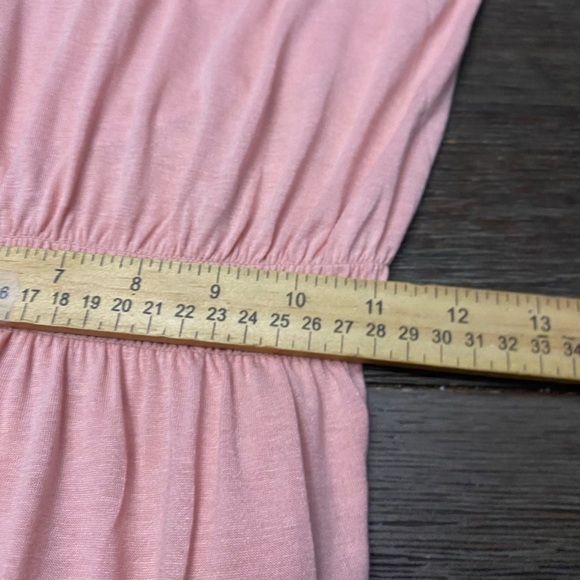 H&M Basic XS Pink Dress Short Sleeve Ruched Waist Deep v-Neck - Picture 6 of 6